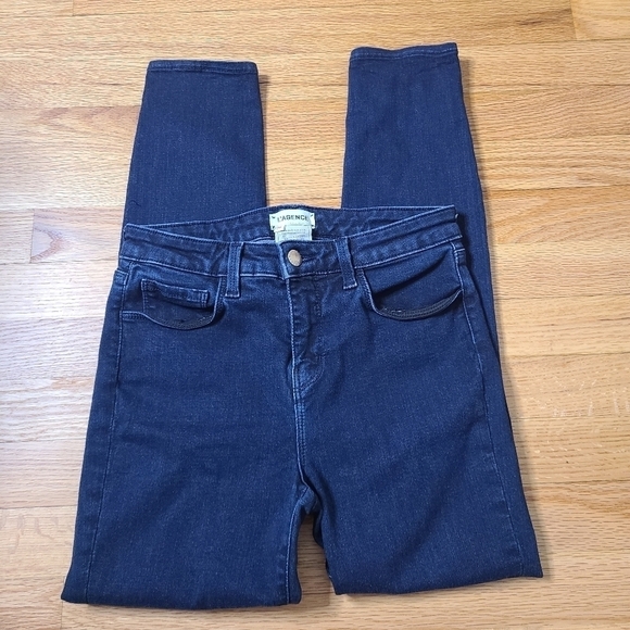 L'Agence Size 26 Dark Wash Margot High Rise Skinny Jeans - Picture 2 of 5